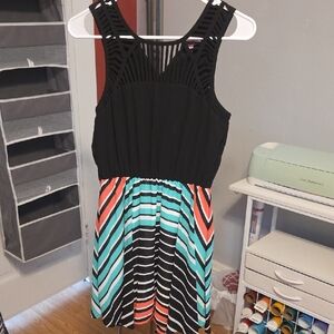 Candie's Black and Multicolor Striped Dress